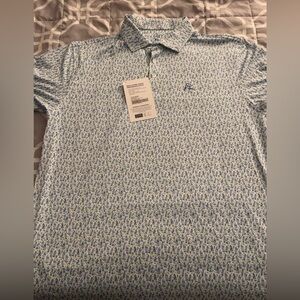 Rhoback Mens Performance Polo The Blue Bonnet Blue White Green Extra Large XL